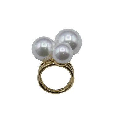 Bague ANTOINETTE Dorée, Perles nacrées - Francine BRAMLI Paris