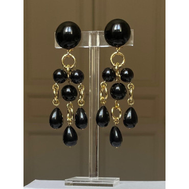 FLORETTE 5 noir & doré  - Francine BRAMLI Paris