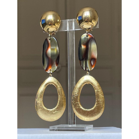 GLORIA écaille onyx & Feuille d'or - Francine BRAMLI Paris