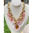 Collier SIMON Doré pampilles roses - FRANCINE BRAMLI Paris