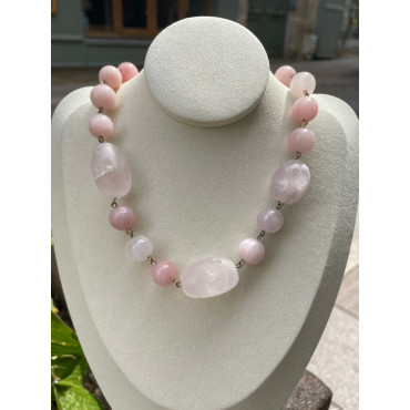Collier DRISS rose Pierres fines - Francine BRAMLI Paris