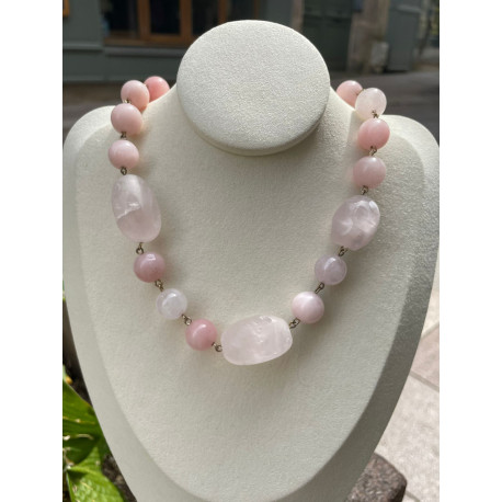 Collier DRISS rose Pierres fines - Francine BRAMLI Paris