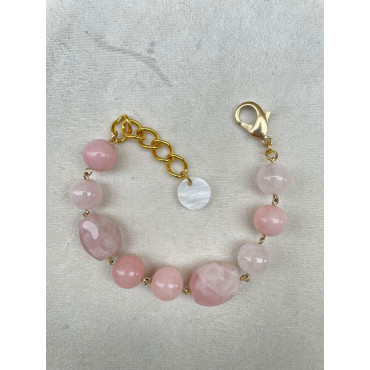 Bracelet DRISS rose Pierres fines - Francine BRAMLI Paris