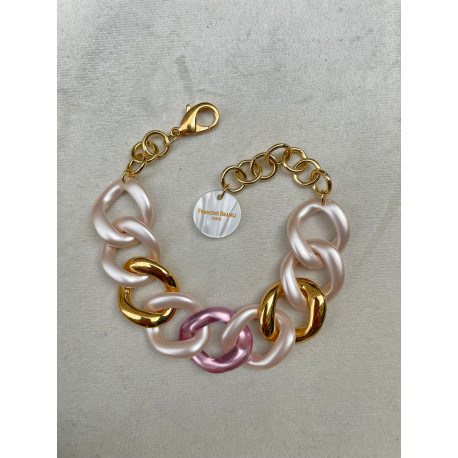 Bracelet ALEXIS maillons roses & dorés - Francine BRAMLI Paris