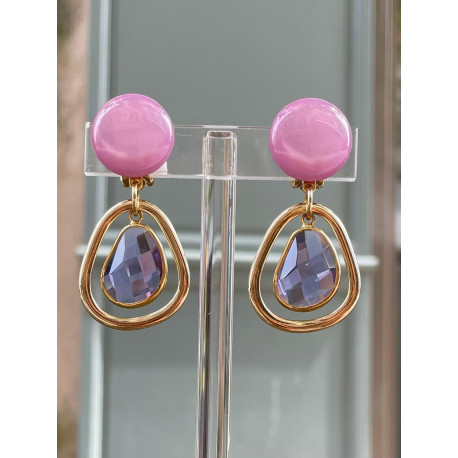 GOUTTE rose/mauve cristal - Francine BRAMLI Paris