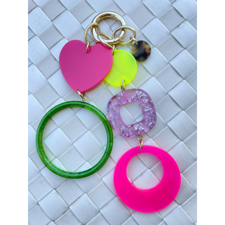 Porte-clés VITA Rose & vert - Bijou de sac - Francine BRAMLI Paris