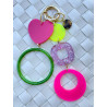 Porte-clés VITA Rose & vert - Bijou de sac - Francine BRAMLI Paris