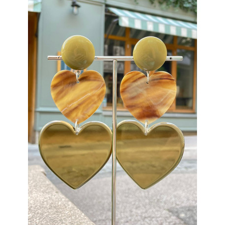 LOVE coeurs kaki - Francine BRAMLI Paris