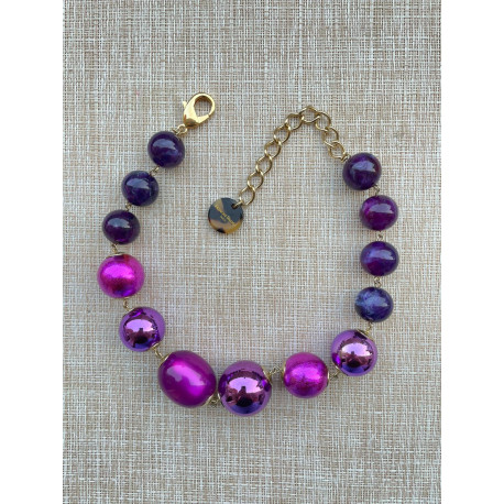 Collier OCTAVE perles Rose/fuchsia - FRANCINE BRAMLI Paris