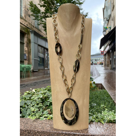 Collier DINO écaille onyx & doré - FRANCINE BRAMLI Paris