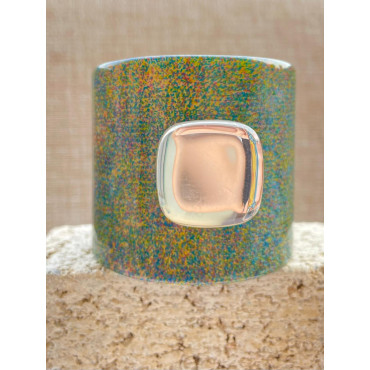 MANCHETTE Kaki Pailleté décor Miroir carré - Francine BRAMLI Paris