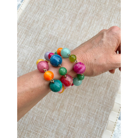 Bracelet STEEVE multicolore pierres fines - Francine BRAMLI Paris