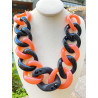 MICK Maillons noirs, oranges & cristal - FRANCINE BRAMLI Paris collier