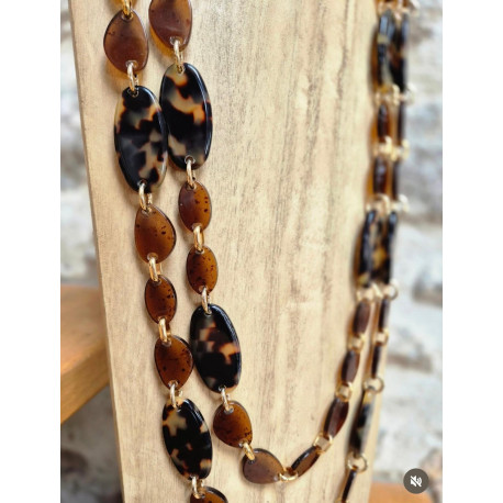 Collier EMILIO écaille & ambre 2 rangs - FRANCINE BRAMLI PARIS