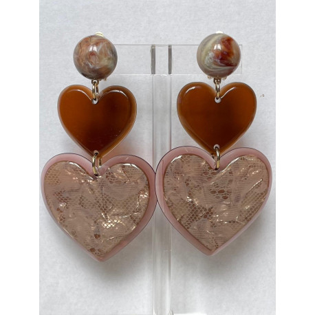 LOVE coeur double marron - Francine BRAMLI Paris