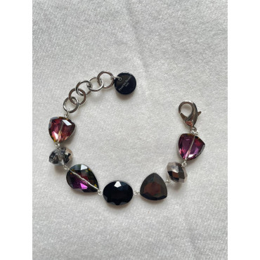 Bracelet LÉO cristal Prune/rose - Francine BRAMLI Paris