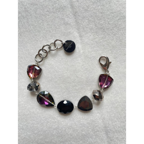 Bracelet LÉO cristal Prune/rose - Francine BRAMLI Paris