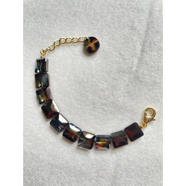 Bracelet LÉO cristal carré Prune - Francine BRAMLI Paris
