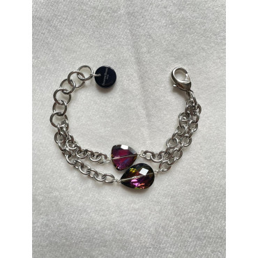 Bracelet LÉON cristal Prune/rose - Francine BRAMLI Paris
