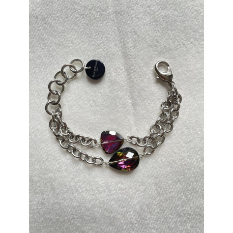 Bracelet LÉON cristal Prune/rose - Francine BRAMLI Paris