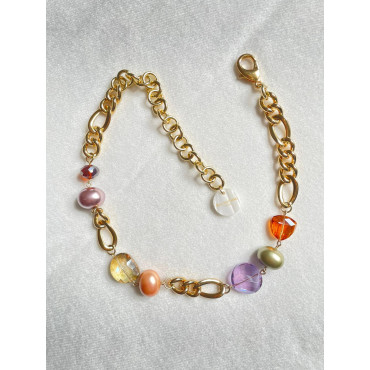 Collier LÉON cristal ambre/parme/vert - FRANCINE BRAMLI Paris