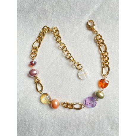 Collier LÉON cristal ambre/parme/vert - FRANCINE BRAMLI Paris