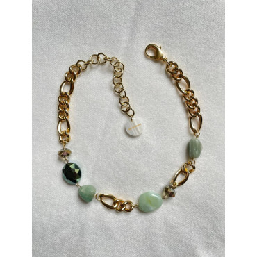 Collier LÉON cristal vert & agate - FRANCINE BRAMLI Paris