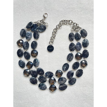 Collier REGIS cristal noir - FRANCINE BRAMLI Paris