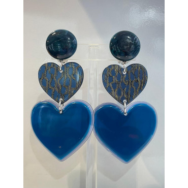 LOVE coeur double Bleu - Francine BRAMLI Paris