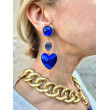 COEUR bleu feuille d'or teintée & Cristal - Francine BRAMLI Paris