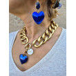 AMORE maillons doré mat, coeur bleu - FRANCINE BRAMLI Paris