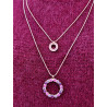 Collier DINO doré, cristal rose/prune - FRANCINE BRAMLI Paris