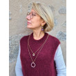 Collier DINO doré, cristal rose/prune - FRANCINE BRAMLI Paris