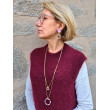 Collier DINO doré, cristal rose/prune - FRANCINE BRAMLI Paris