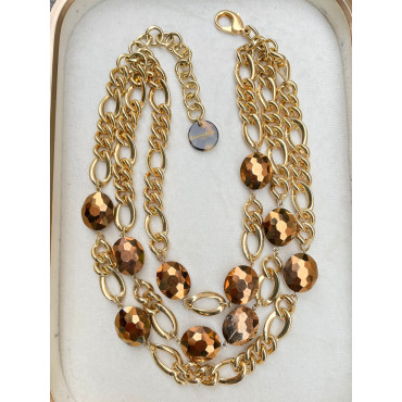 Collier REGIS cristal Doré 3 rangs - FRANCINE BRAMLI Paris