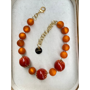 Collier OCTAVE perles oranges satinées - Francine BRAMLI Paris