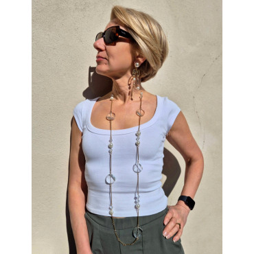 Collier YVES cristal blanc - FRANCINE BRAMLI Paris