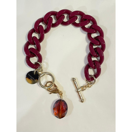CHARLY Maillons bordeaux Charms Cristal - FRANCINE BRAMLI Paris
