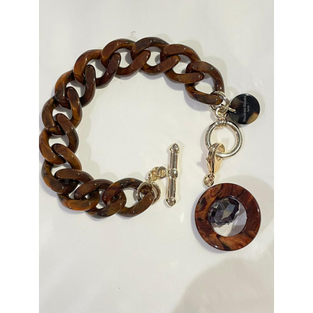 CHARLY Maillons marrons Charms Cristal - FRANCINE BRAMLI Paris