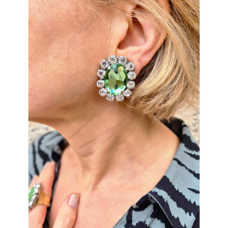 RAINBALL cristal vert & blanc - Francine BRAMLI Paris