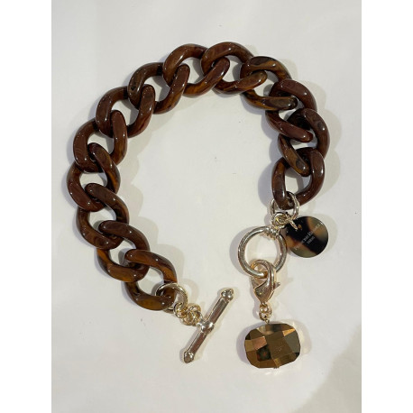 CHARLY Maillons marrons Charms cristal - FRANCINE BRAMLI Paris