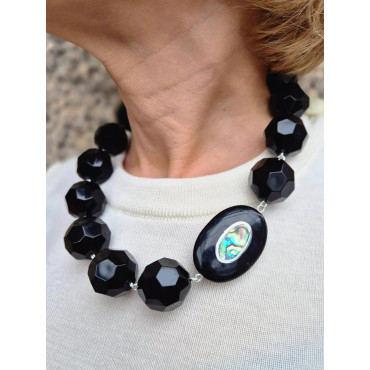 Collier PASCAL noir & nacre - FRANCINE BRAMLI Paris