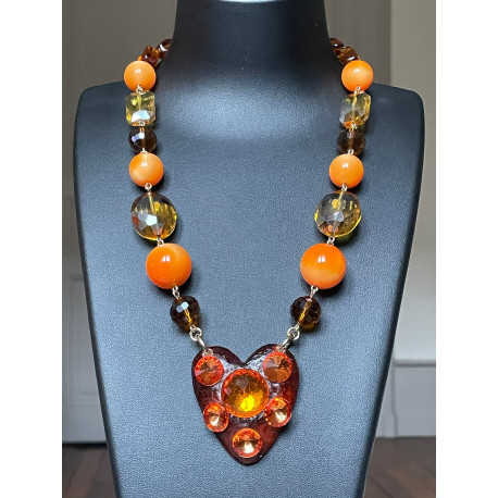 Collier COEUR Ambré/orange - FRANCINE BRAMLI Paris