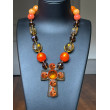 Collier CROIX Ambré/orange - FRANCINE BRAMLI Paris