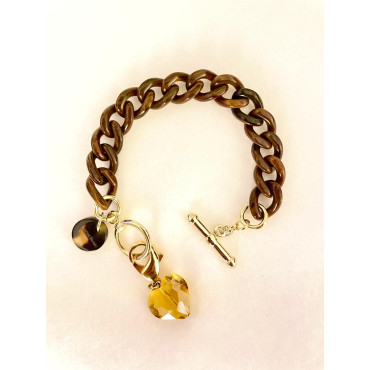 CHARLY Maillons marrons Charms cristal - FRANCINE BRAMLI Paris