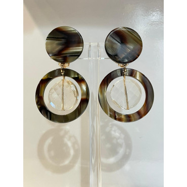 MILA écaille onyx & Cristal  - Francine BRAMLI Paris