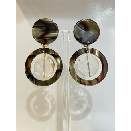 MILA écaille onyx & Cristal  - Francine BRAMLI Paris