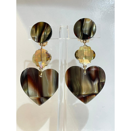 LOVE écaille onyx & Cristal  - Francine BRAMLI Paris