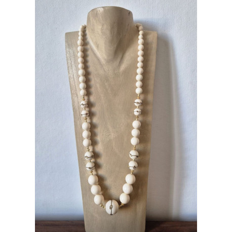 Sautoir NOHA Ivoire & doré - Francine BRAMLI Paris collier