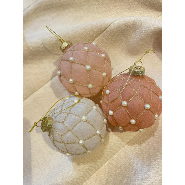 Coffret 3 BOULES décoratives CAPITONNÉES - MATHILDE M